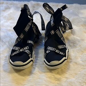 RED Valentino Black Athletic Shoes with Branded Straps